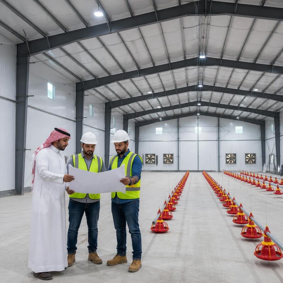هنجر دواجن مجهز من الداخل - تركيب هناجر دواجن قمم الحماية