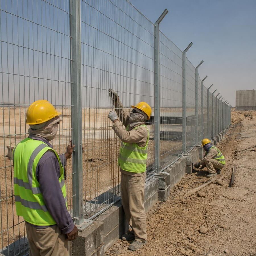 تركيب سياج أمني حول منشأة صناعية في السعودية